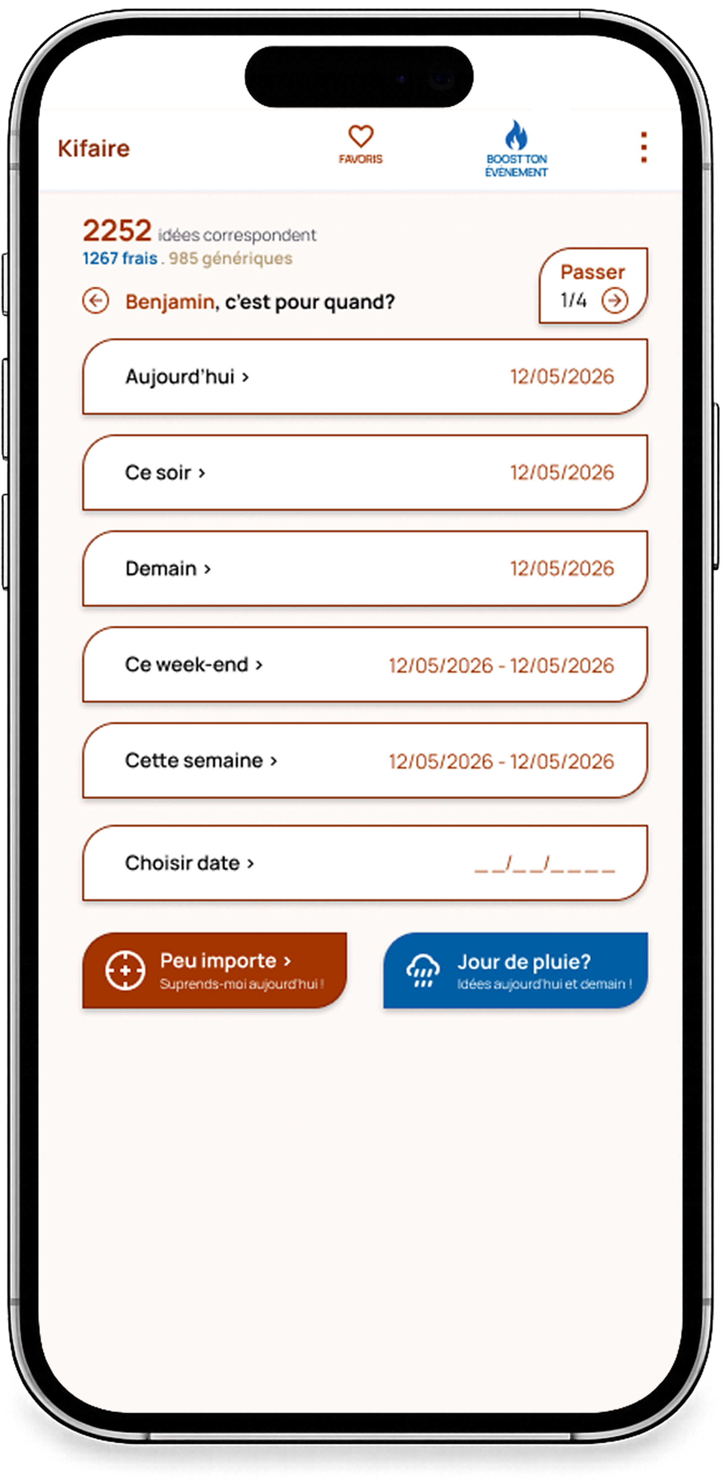 L'application Kifaire sur un téléphone